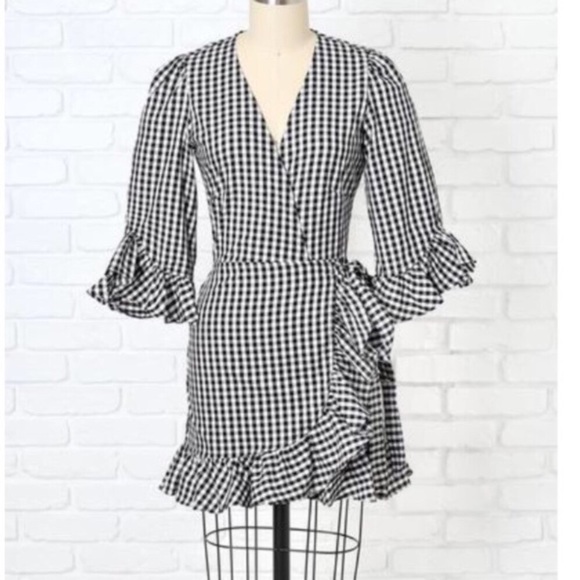 checkered wrap dress